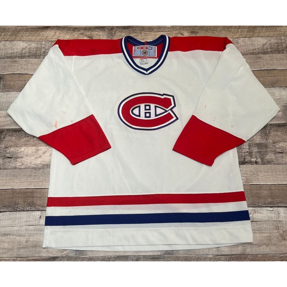 Montreal Canadiens Jersey Men's XL White Vintage CCM Hockey NHL Sportswear